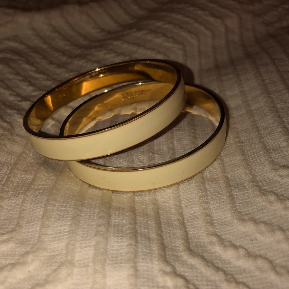 J Crew White and Gold Bangles